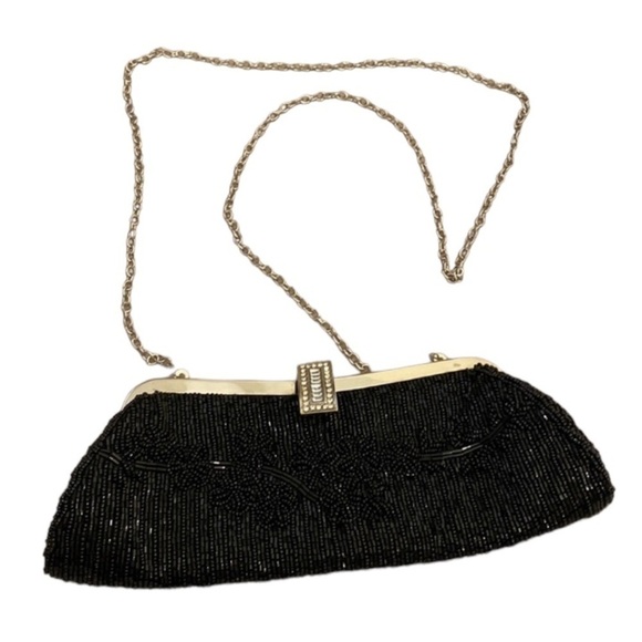 La Regale beaded evenings black and silver bag. - Picture 1 of 8